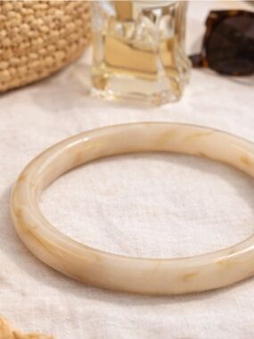 Anthropologie Resin Bangle Bracelet Neutral Marble Stackable Chic
